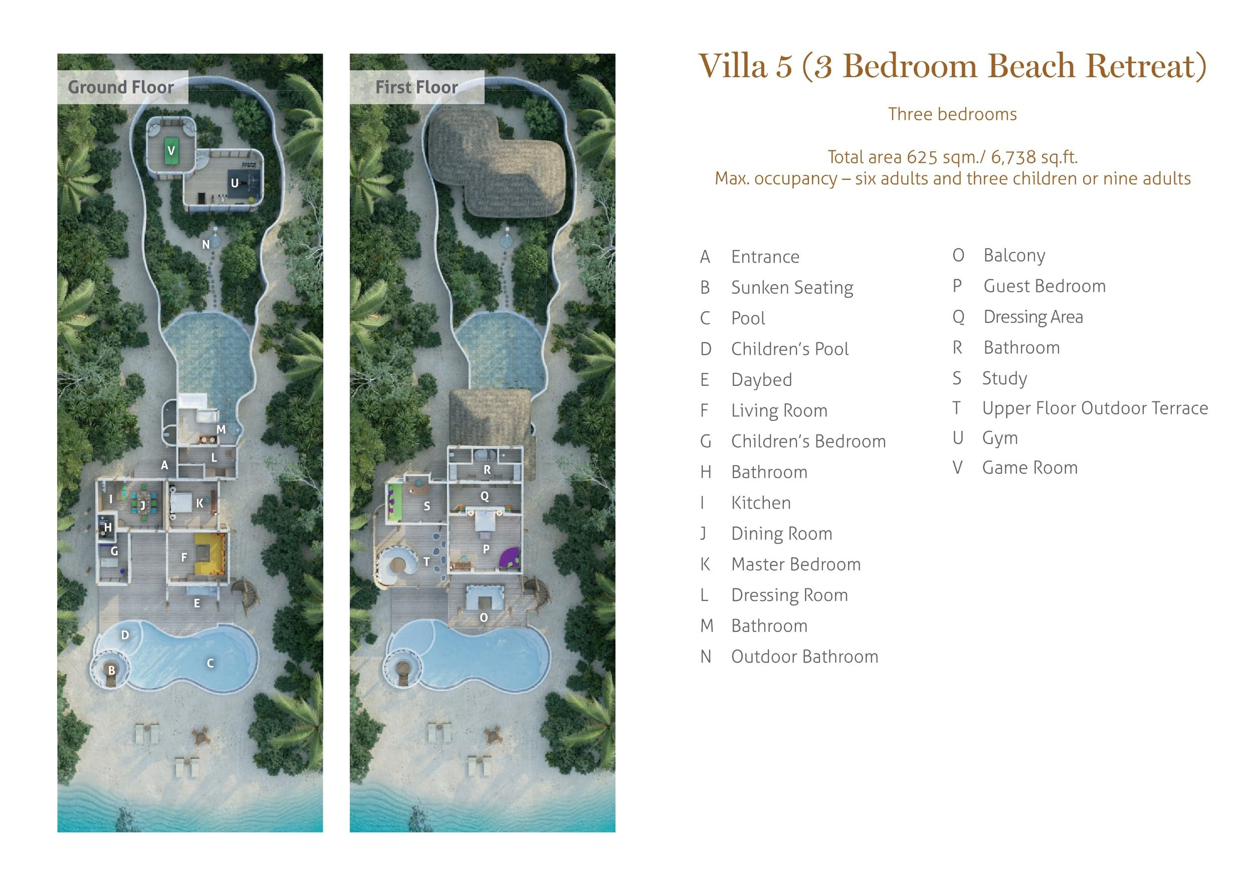 Soneva Fushi Maldives - 3 Bedroom Beach Retreat with Pool - Floor Plan