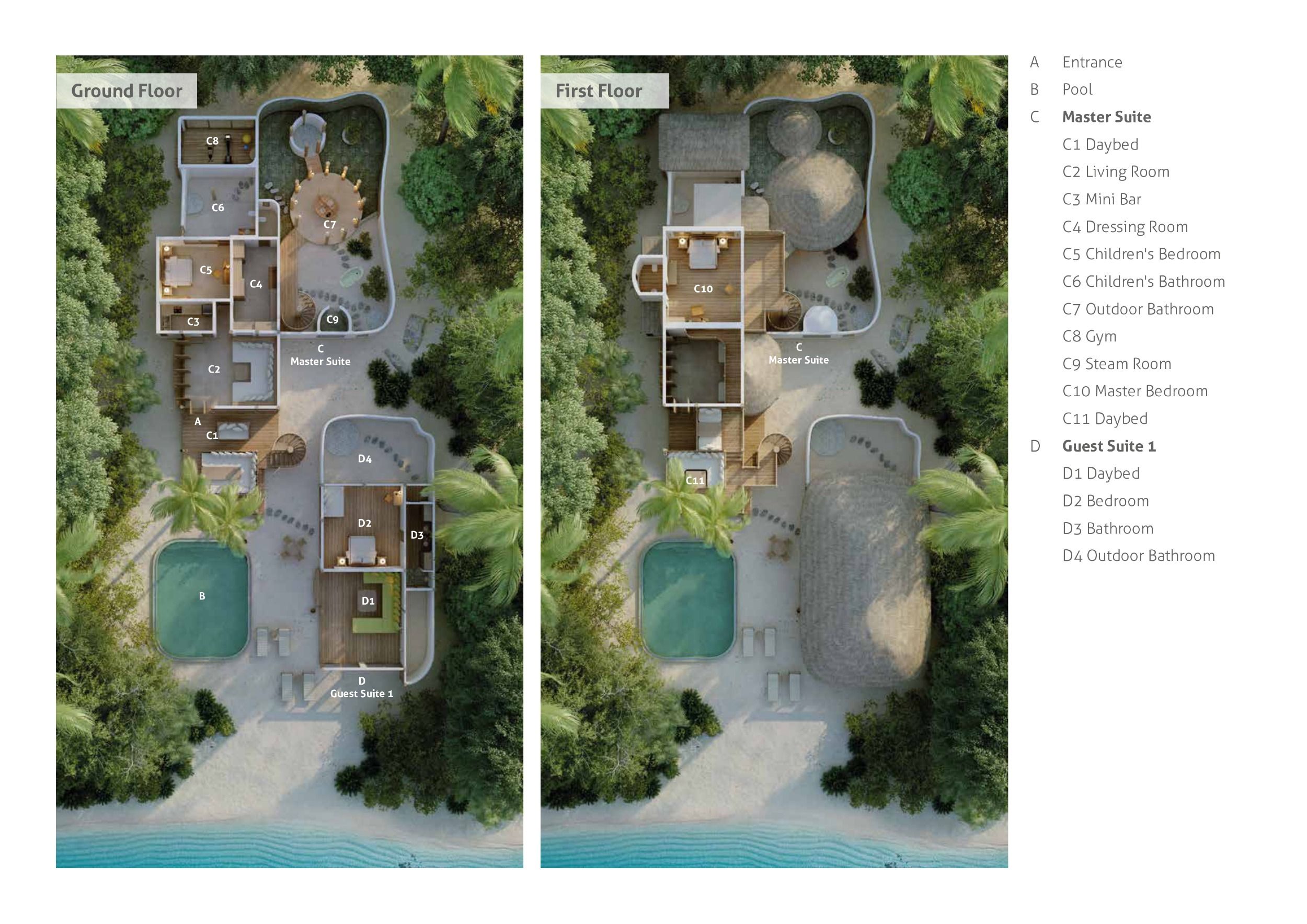 Soneva Fushi Maldives - 3 Bedroom Crusoe Suite with Pool - Villa 67 - Floor Plan