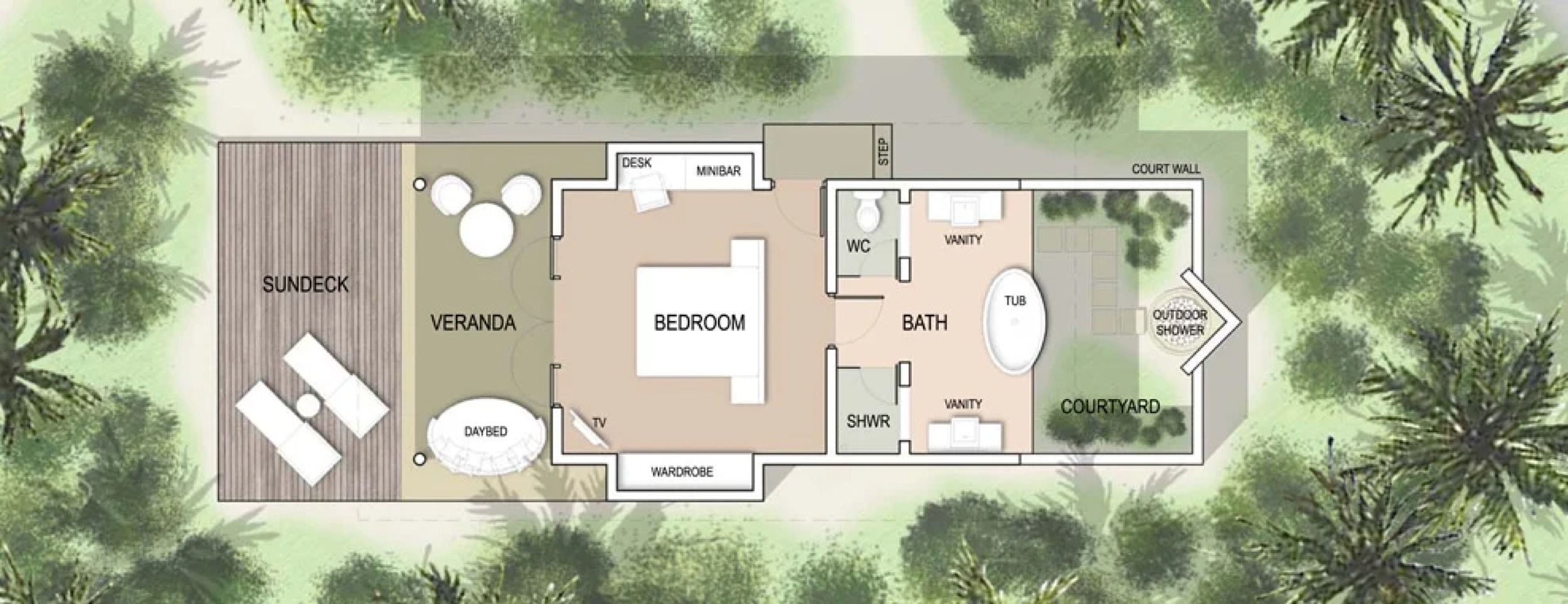 Beach Villa - Floor map - Kandolhu Maldives 