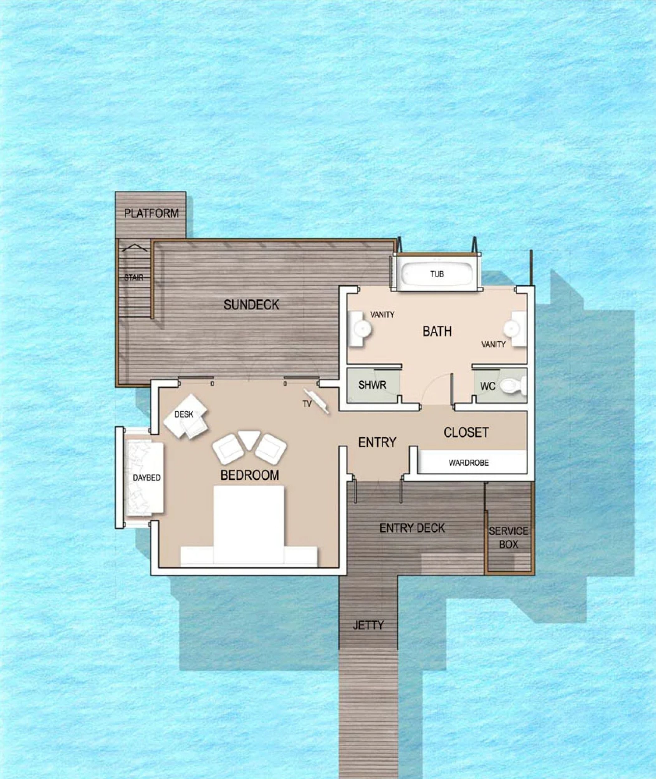 Ocean Villa - Floor plan - Kandolhu Maldives