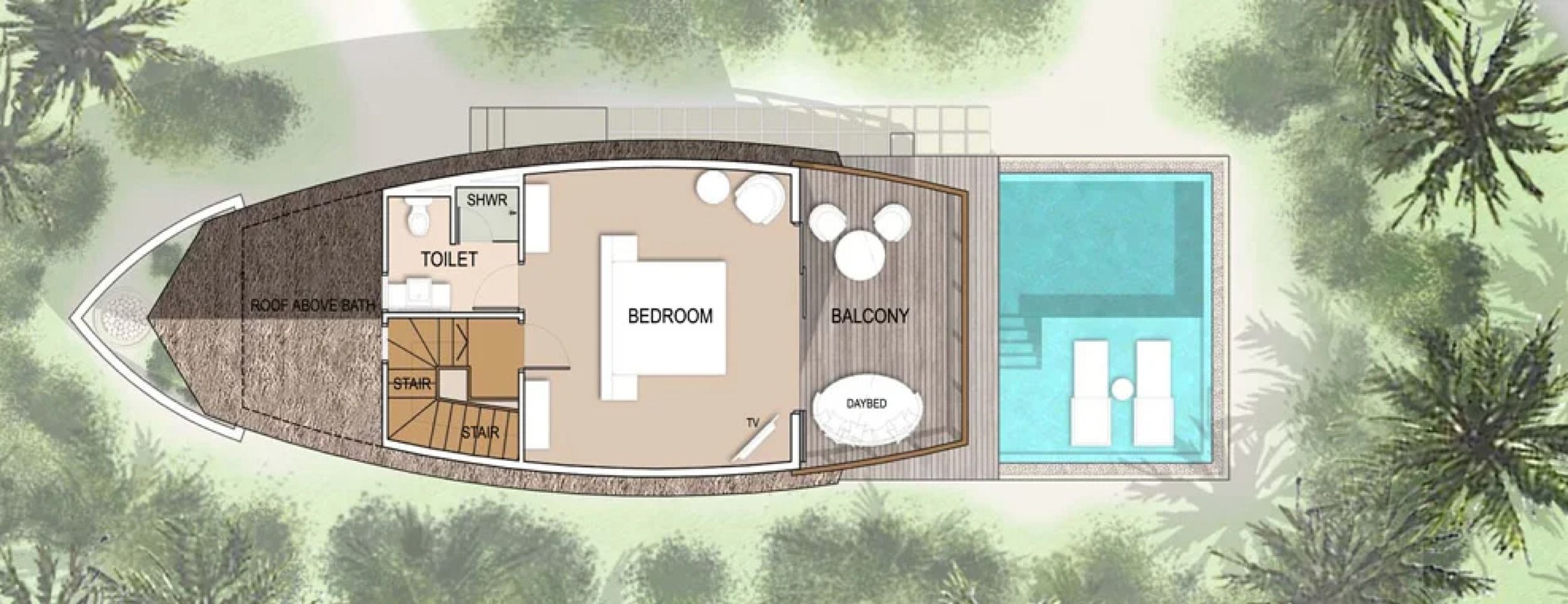 Duplex Pool Villa - First floor map- Kandolhu Maldives