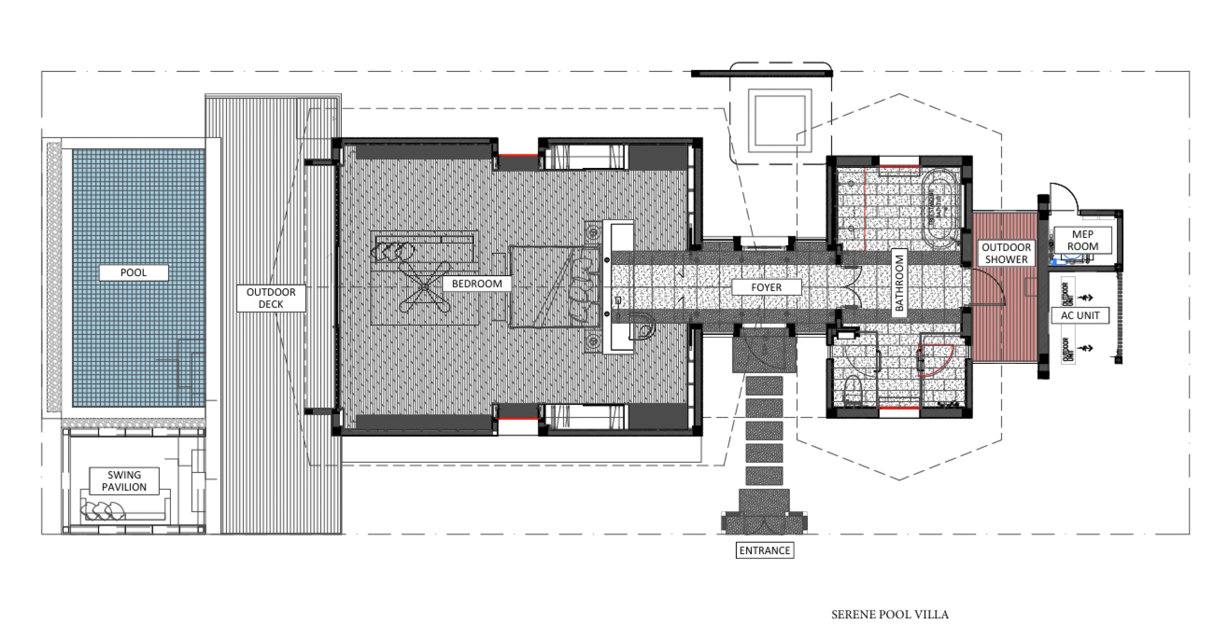 Madifushi Private Island Maldives - Serene Pool Villa Sunrise View - Floor Plan