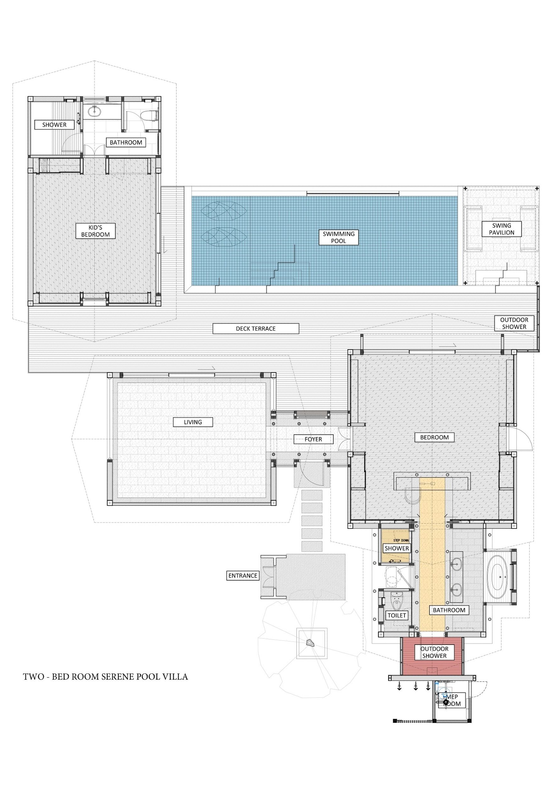 Madifushi Private Island Maldives - Two-Bedroom Serene Pool Villa - Floor Plan