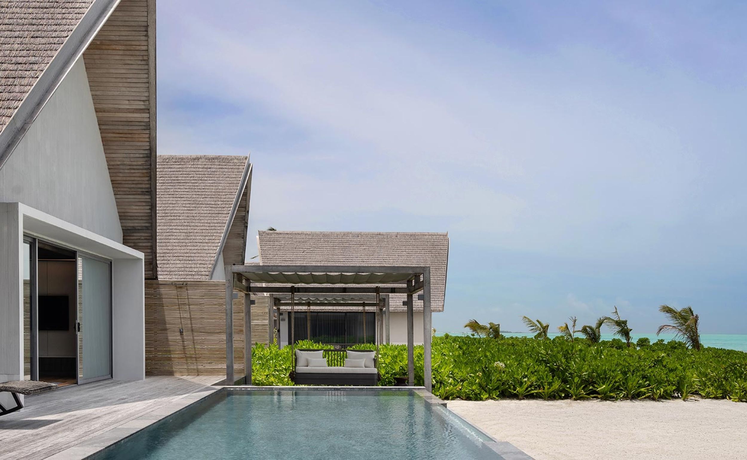 Madifushi Private Island Maldives - Serene Pool Villa Sunset View out door