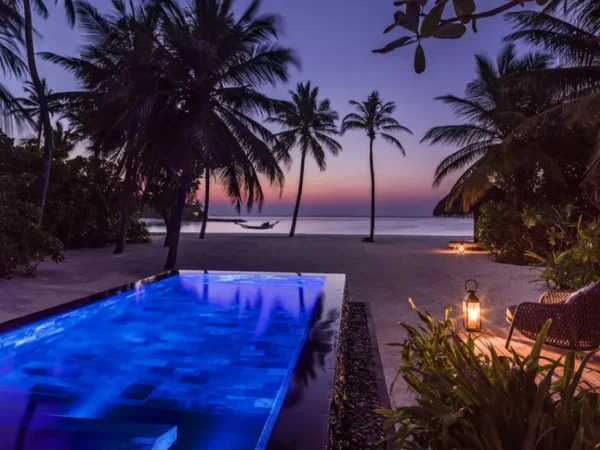 One&Only Reethi Rah Beach Villa with Pool Private Pool - evening