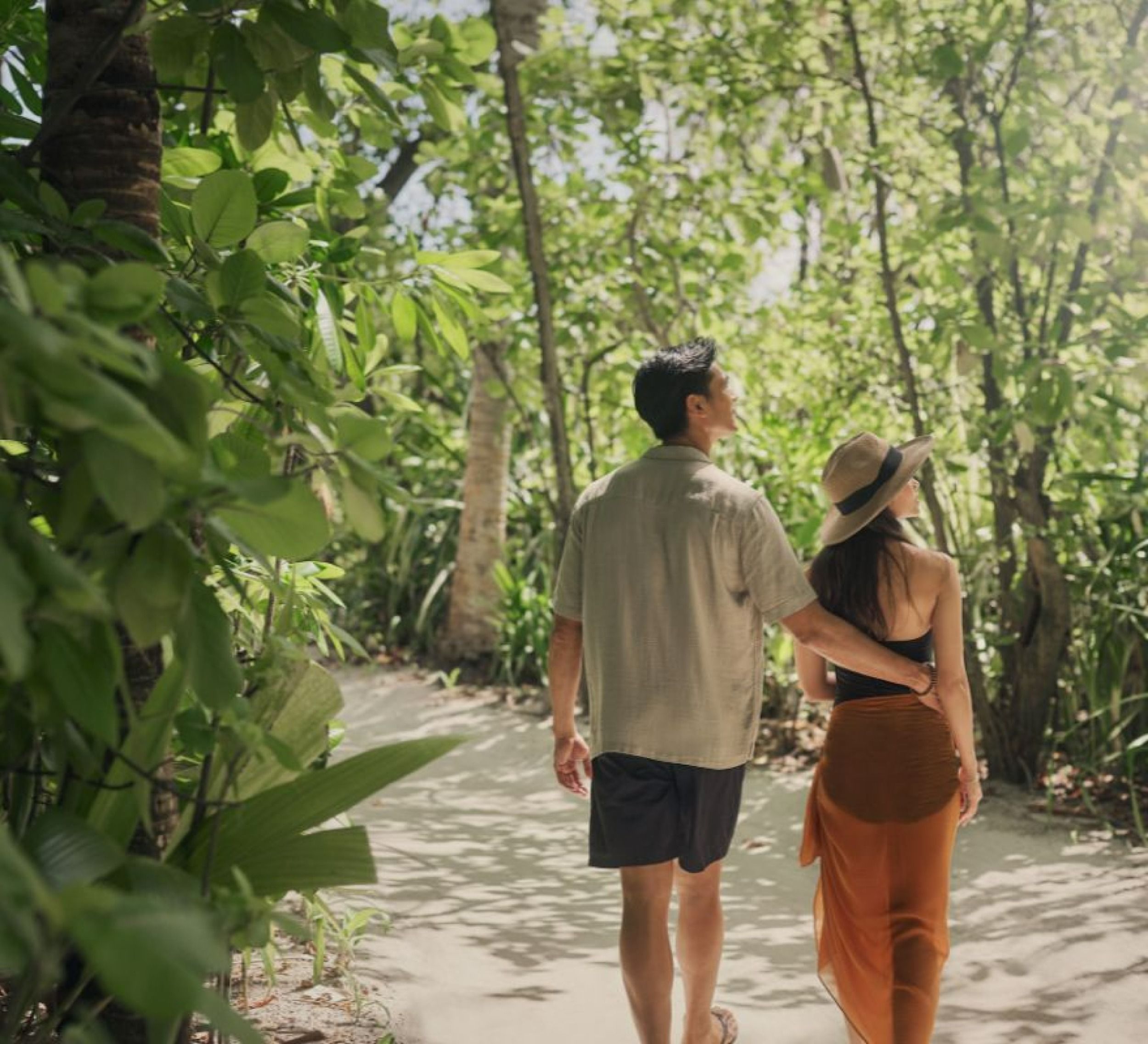 Couple exploring a tropical island together