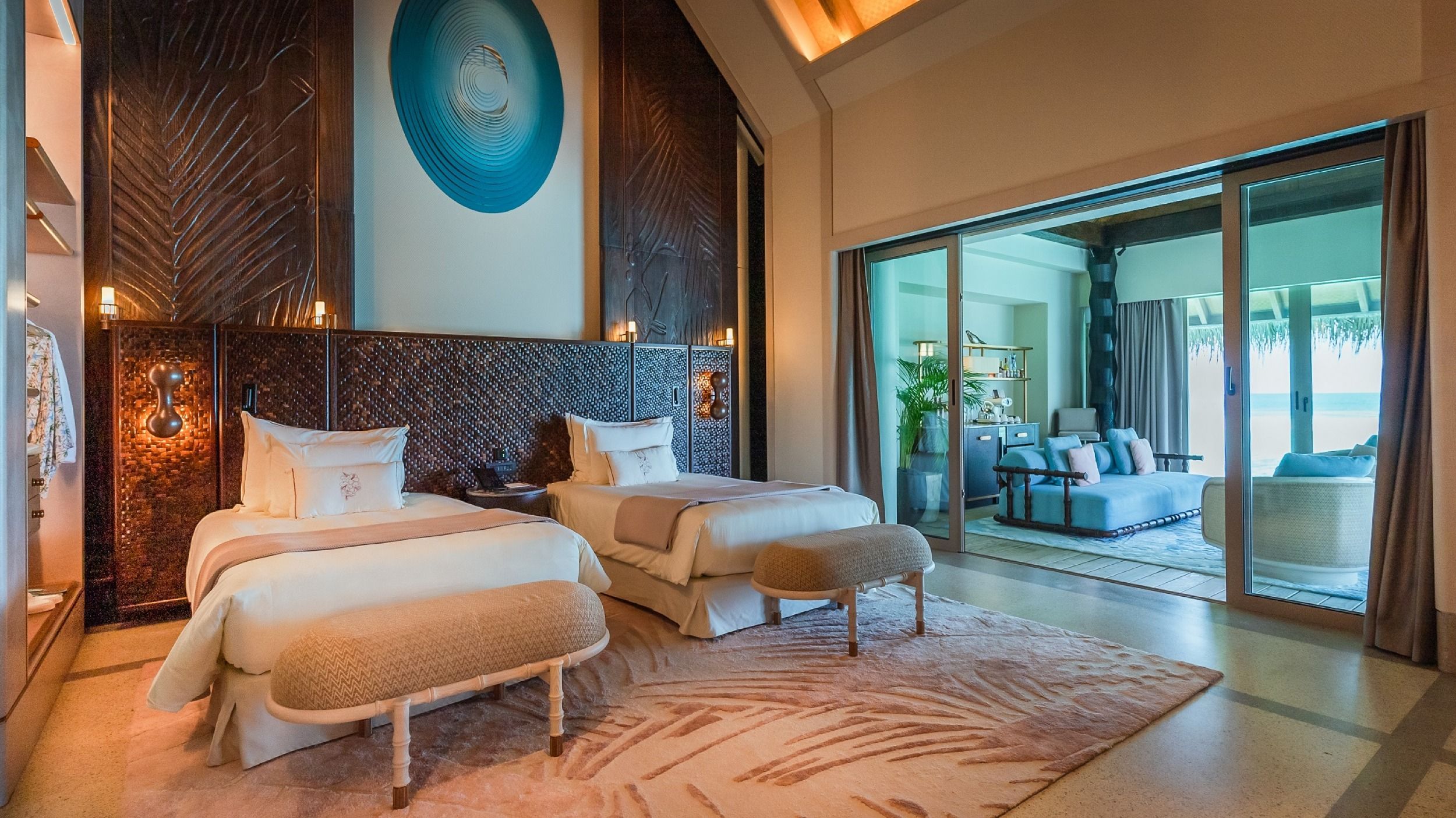 Twin beds in the second bedroom - Two Bedroom Water Villa with Pool