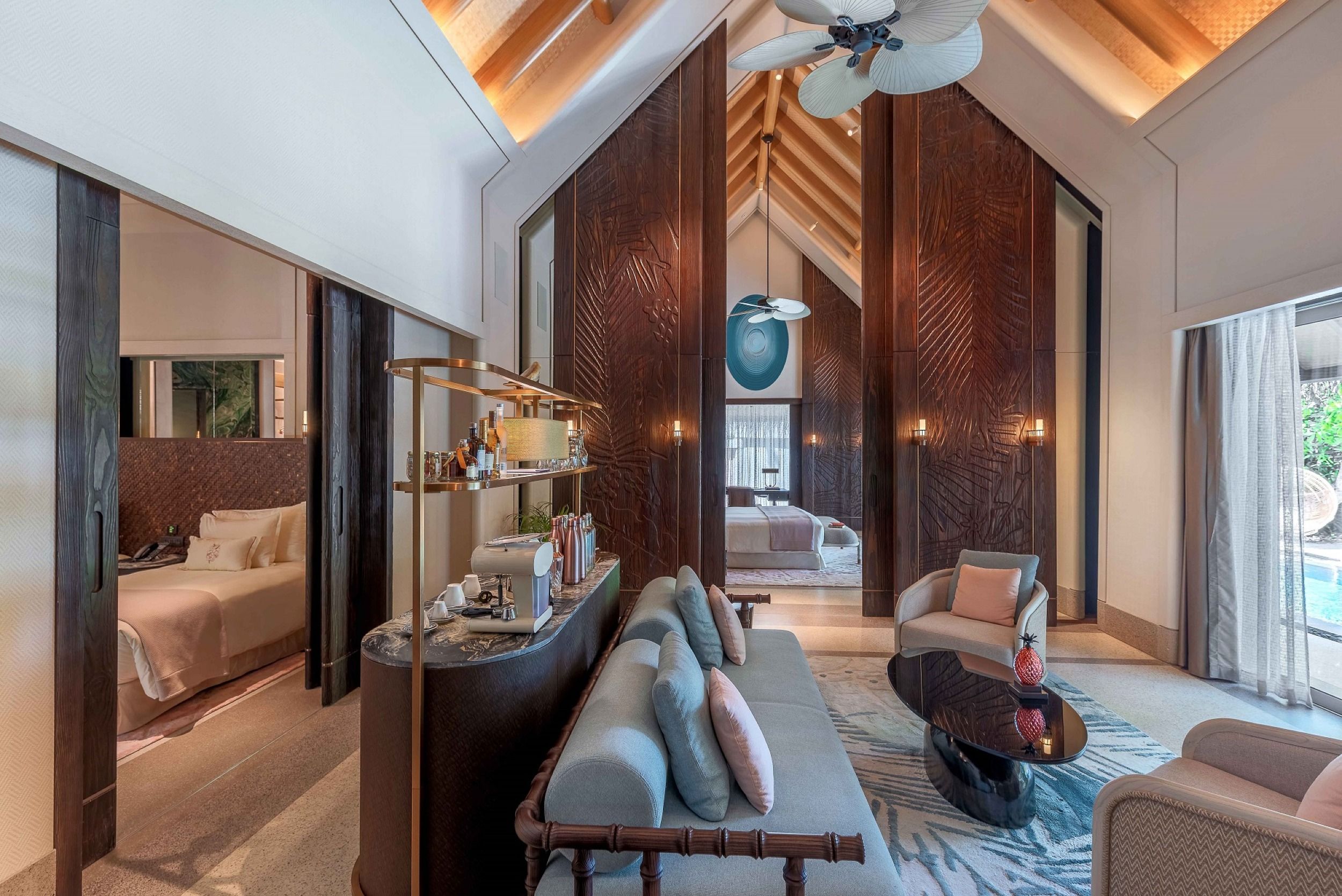 Living room interior of a Two Bedroom Beach Villa with pool