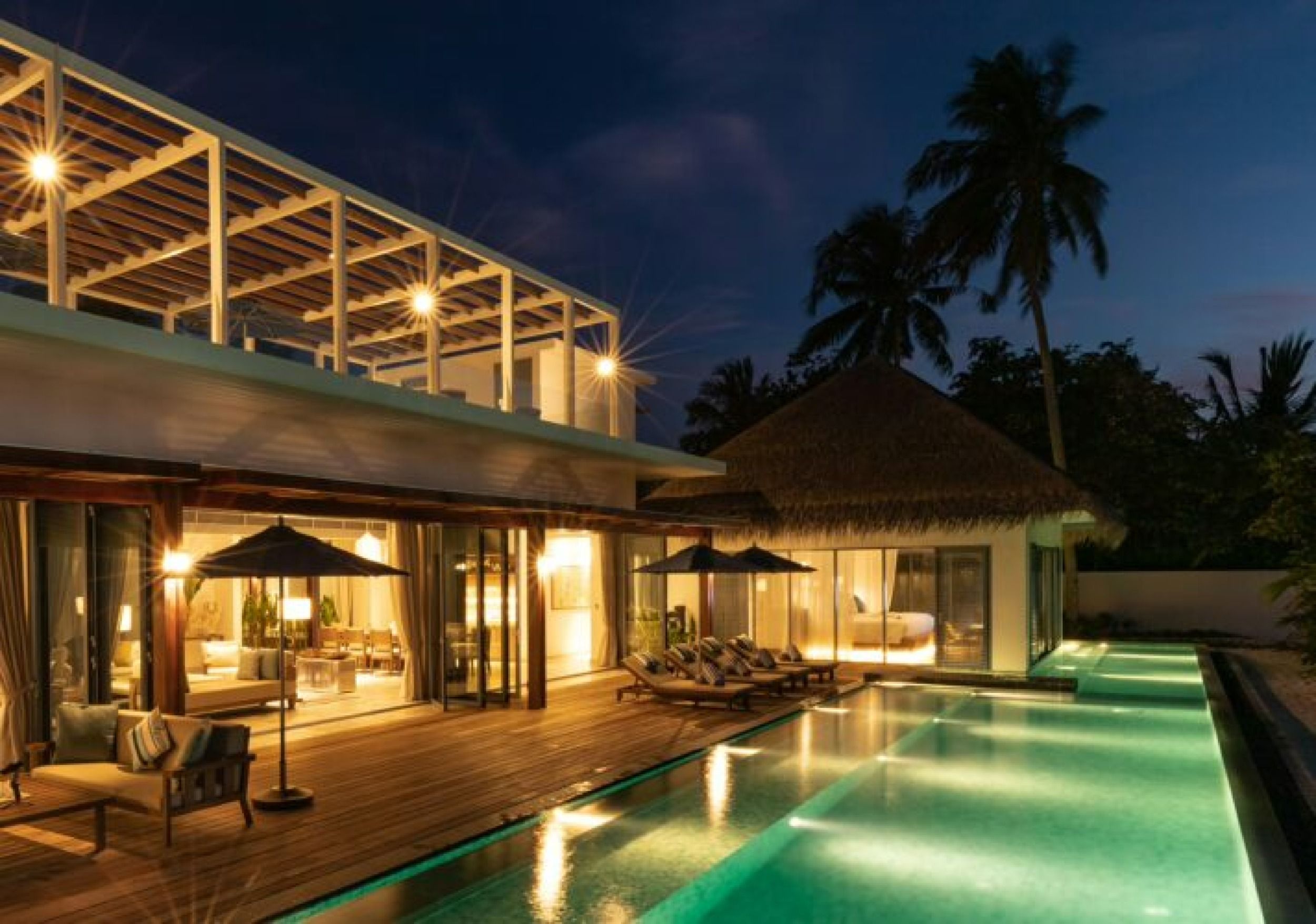Pool and Terrace at Dusk