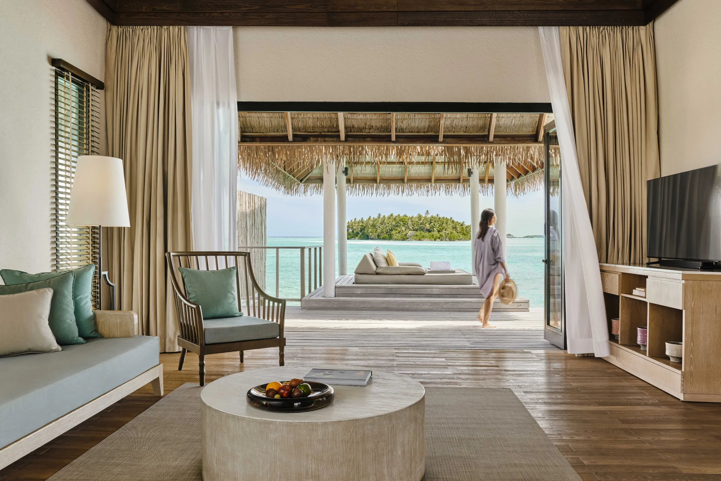 water villa living area 