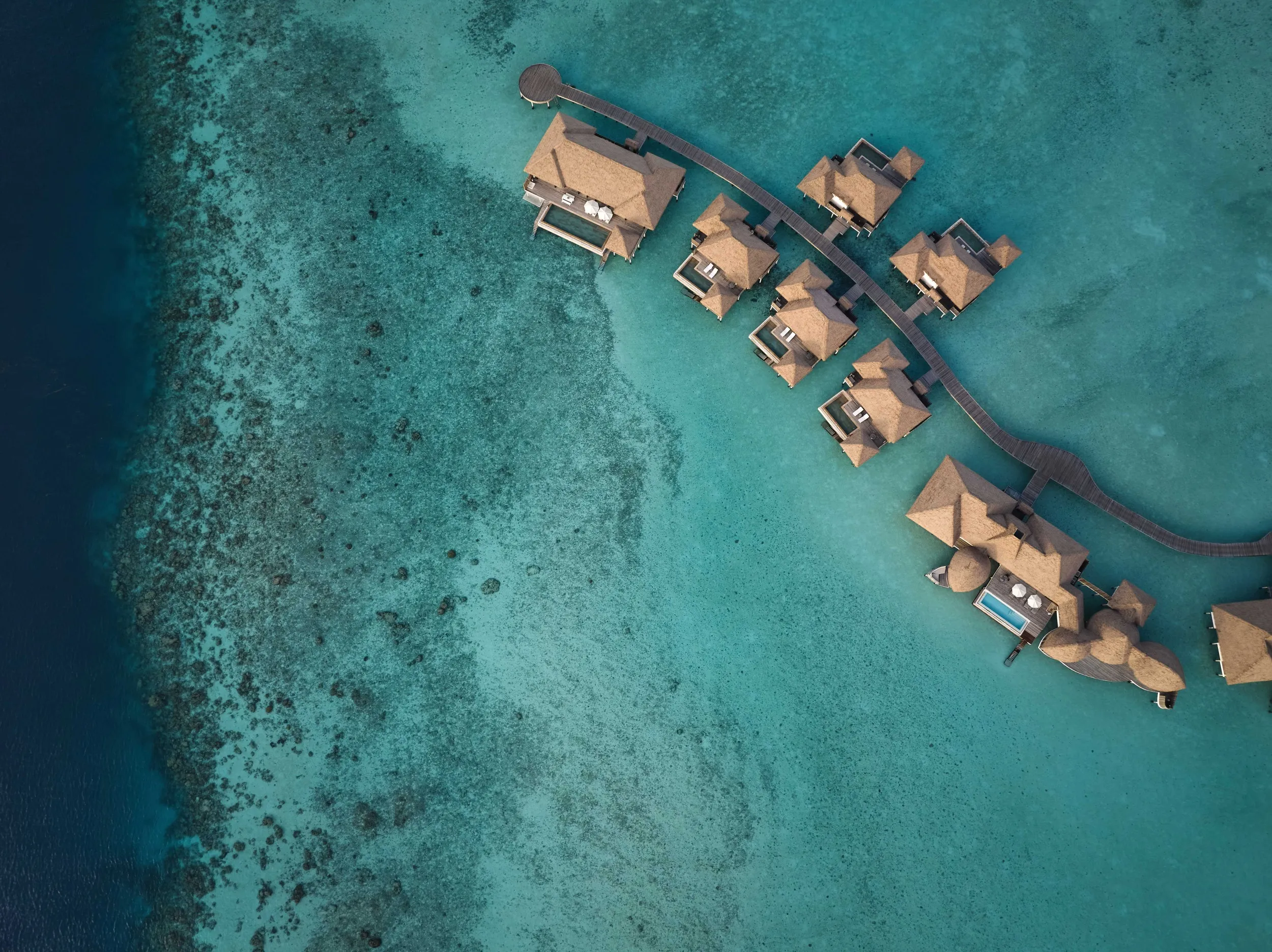 COMO Maalifushi Water Villas Areal View 