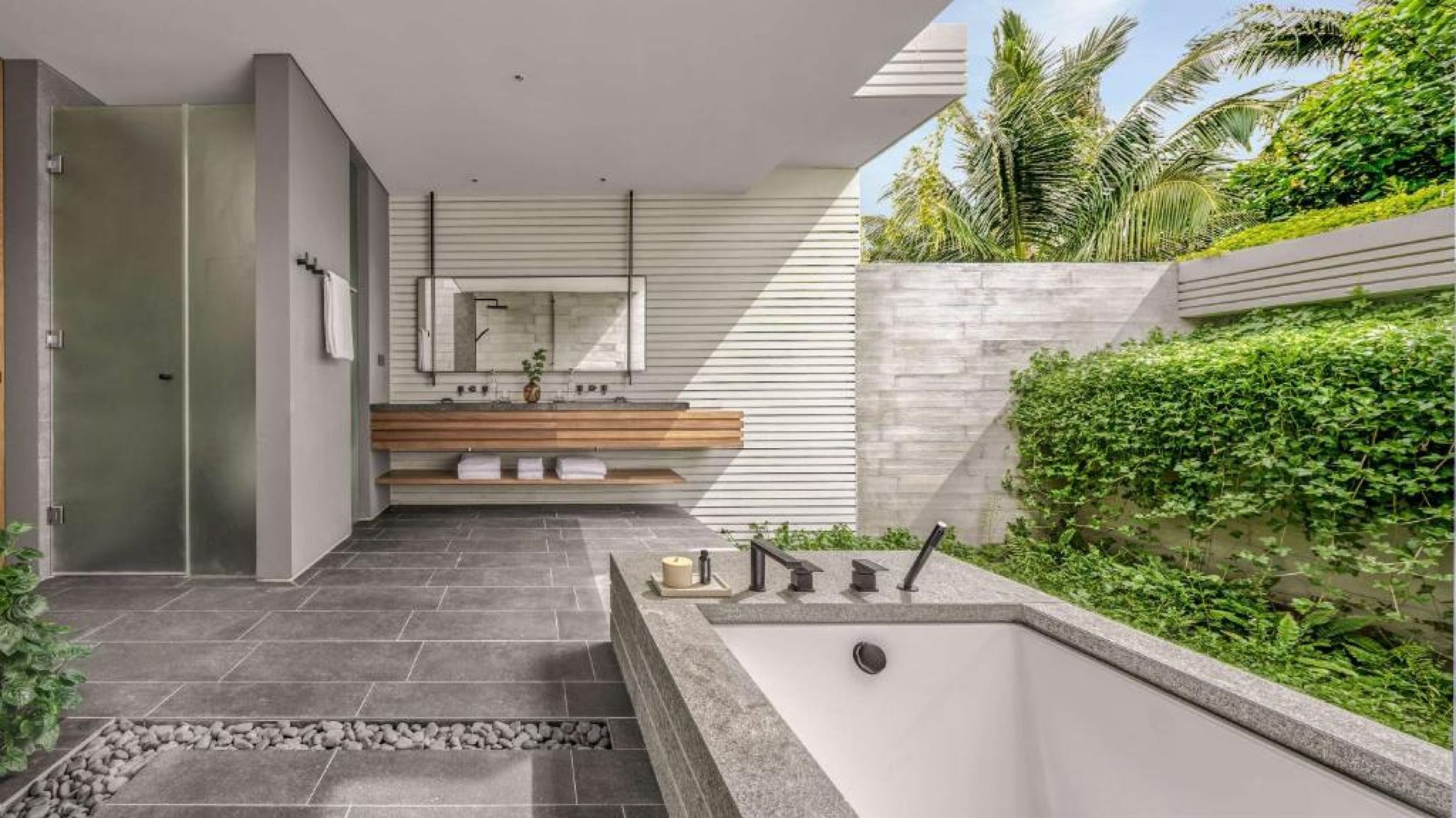 outdoor shower area