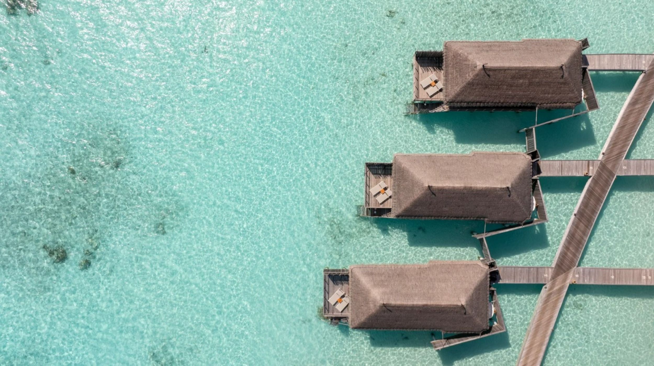 overview of water villa from above