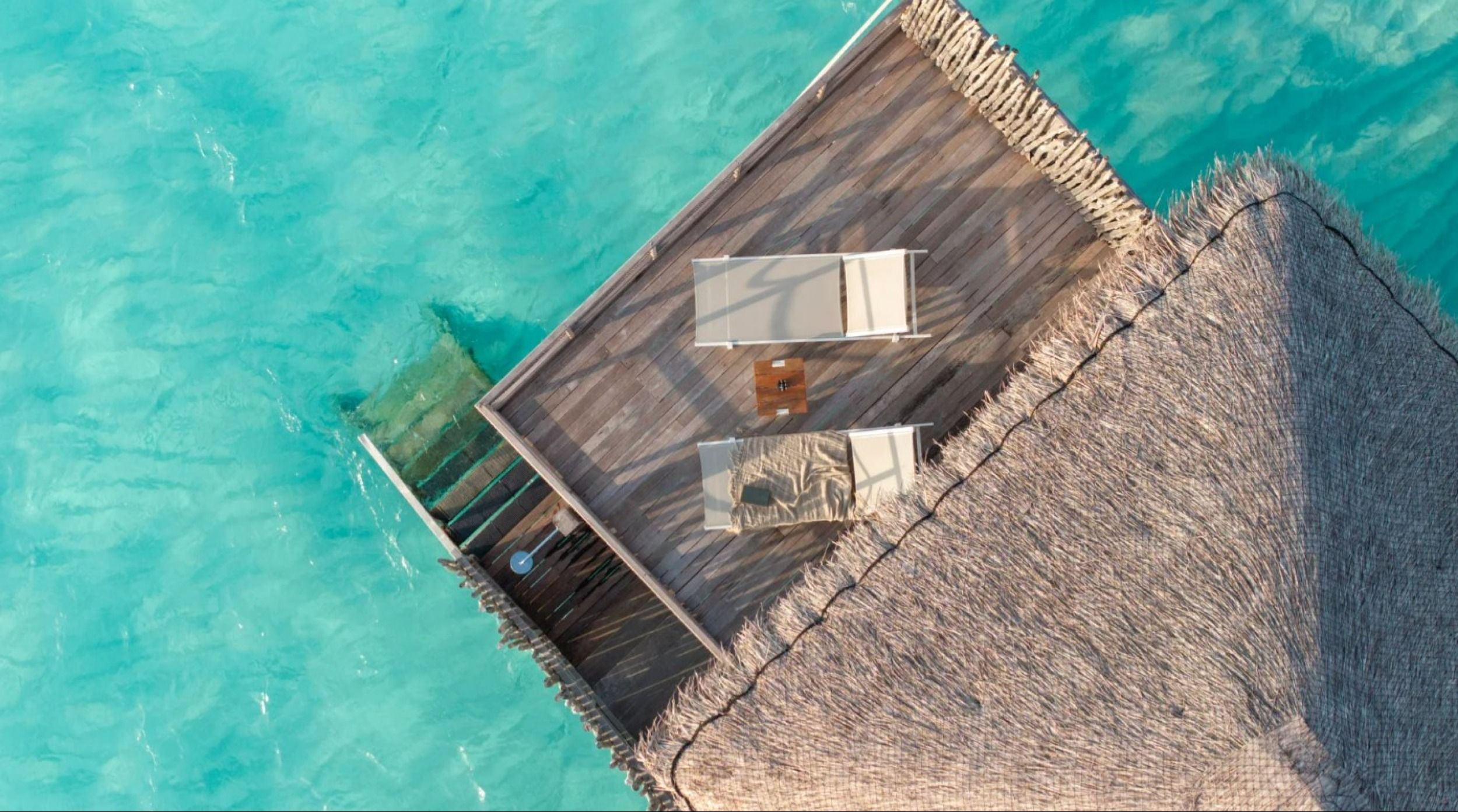 overview of water villa from above
