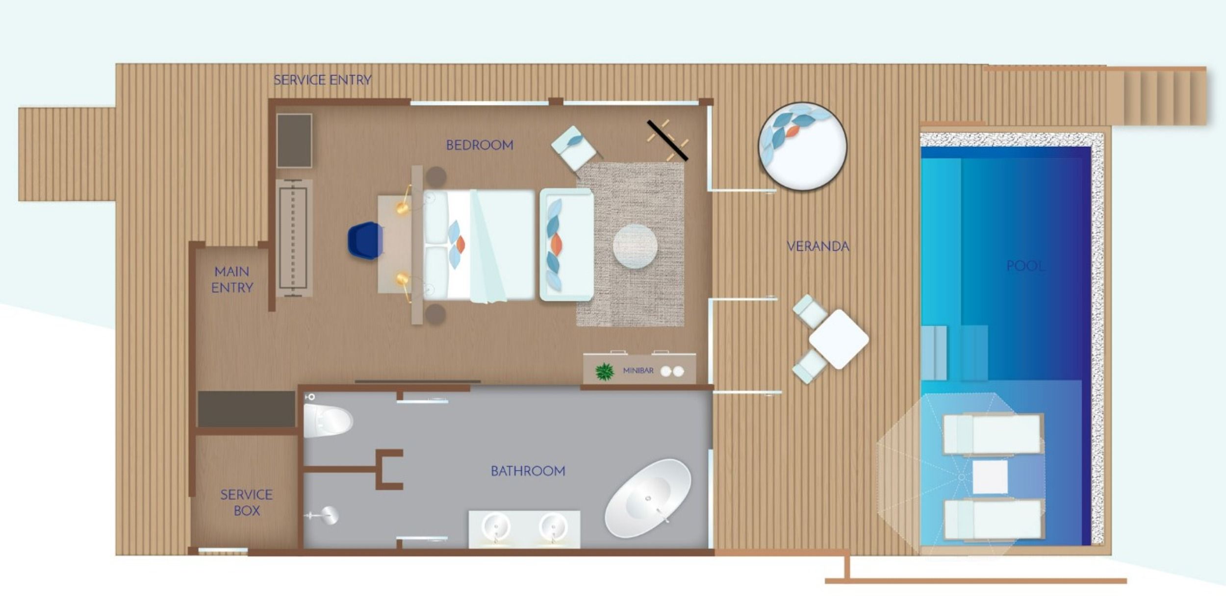Emerald Faarufushi Maldives - Sunset Water Villa with Pool Floor Plan
