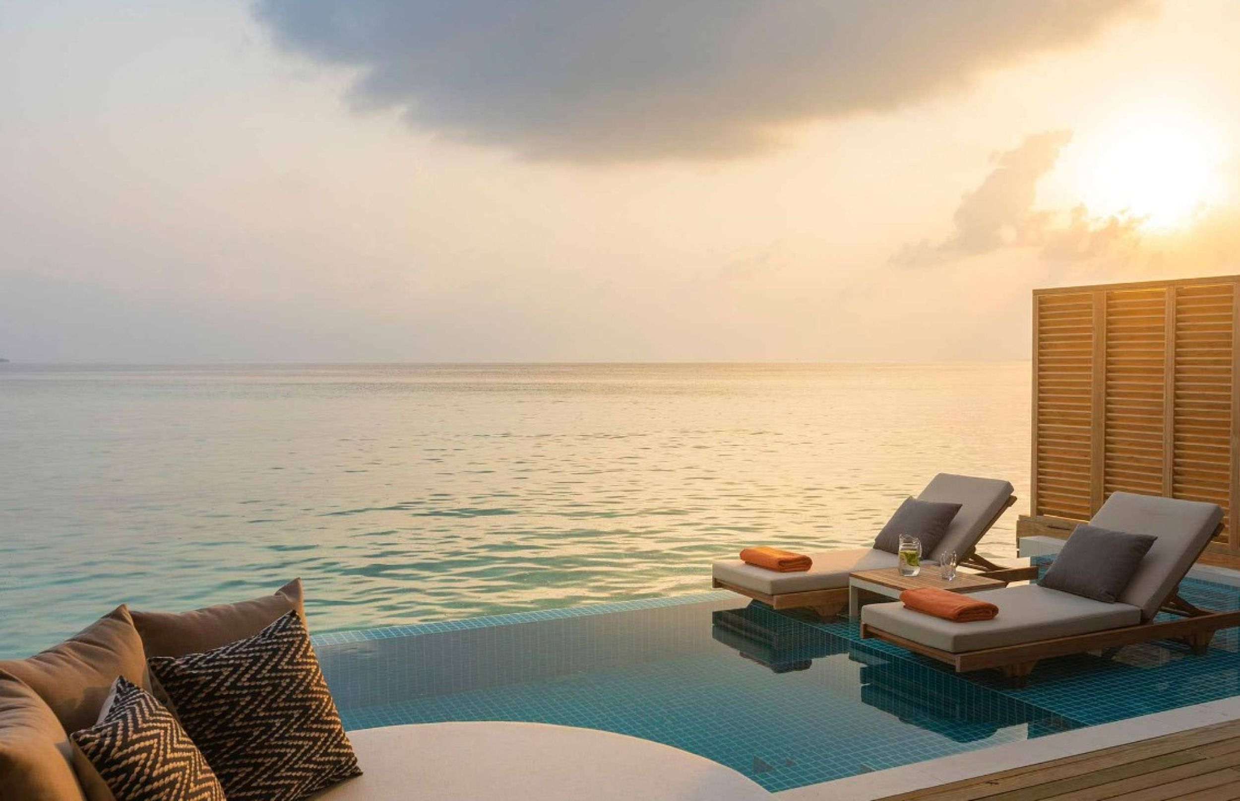 sunset water villa pool