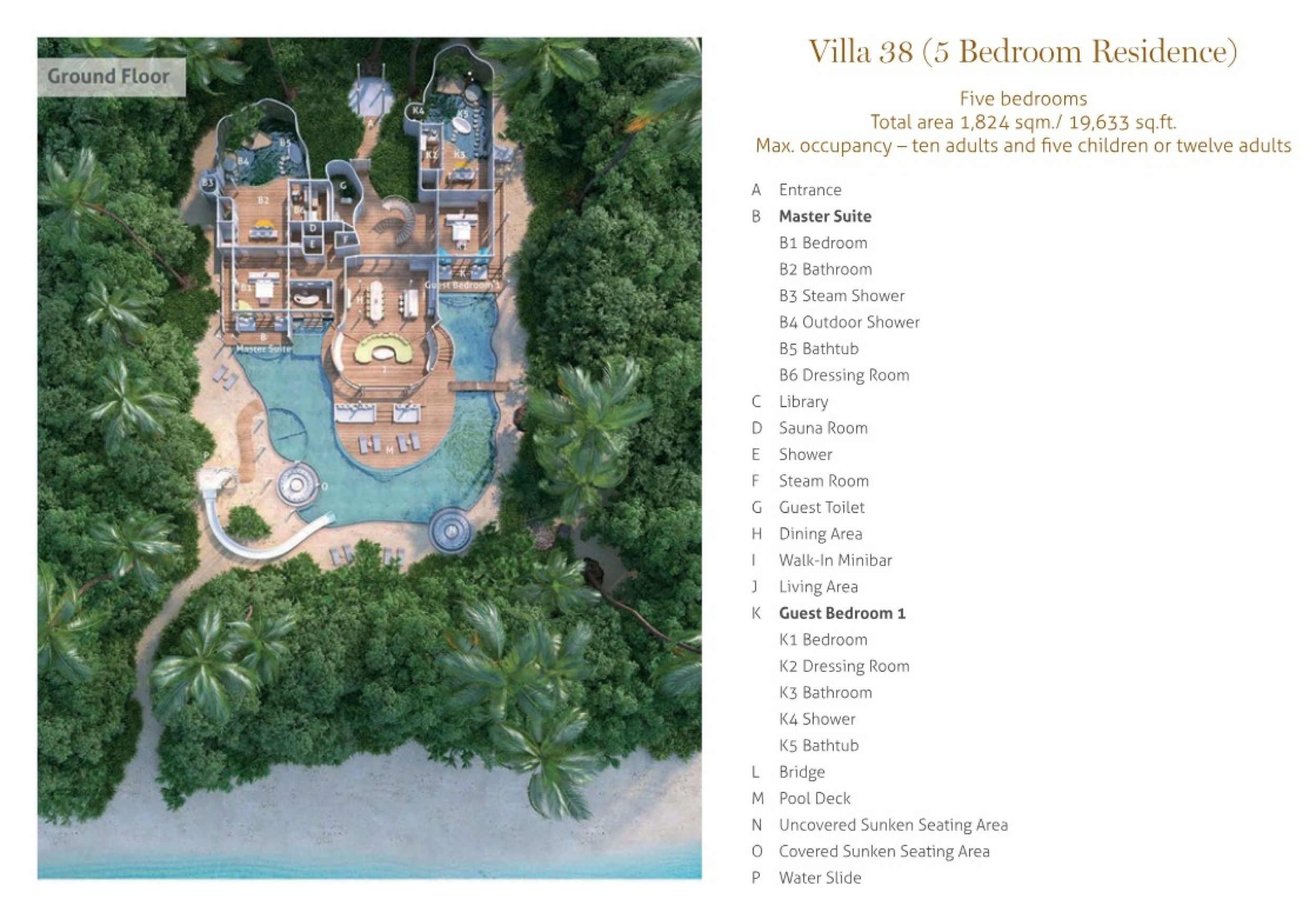 Soneva Fushi Maldives - 5 Bedroom Residence with Pool (Villa 38) - Floor Plan