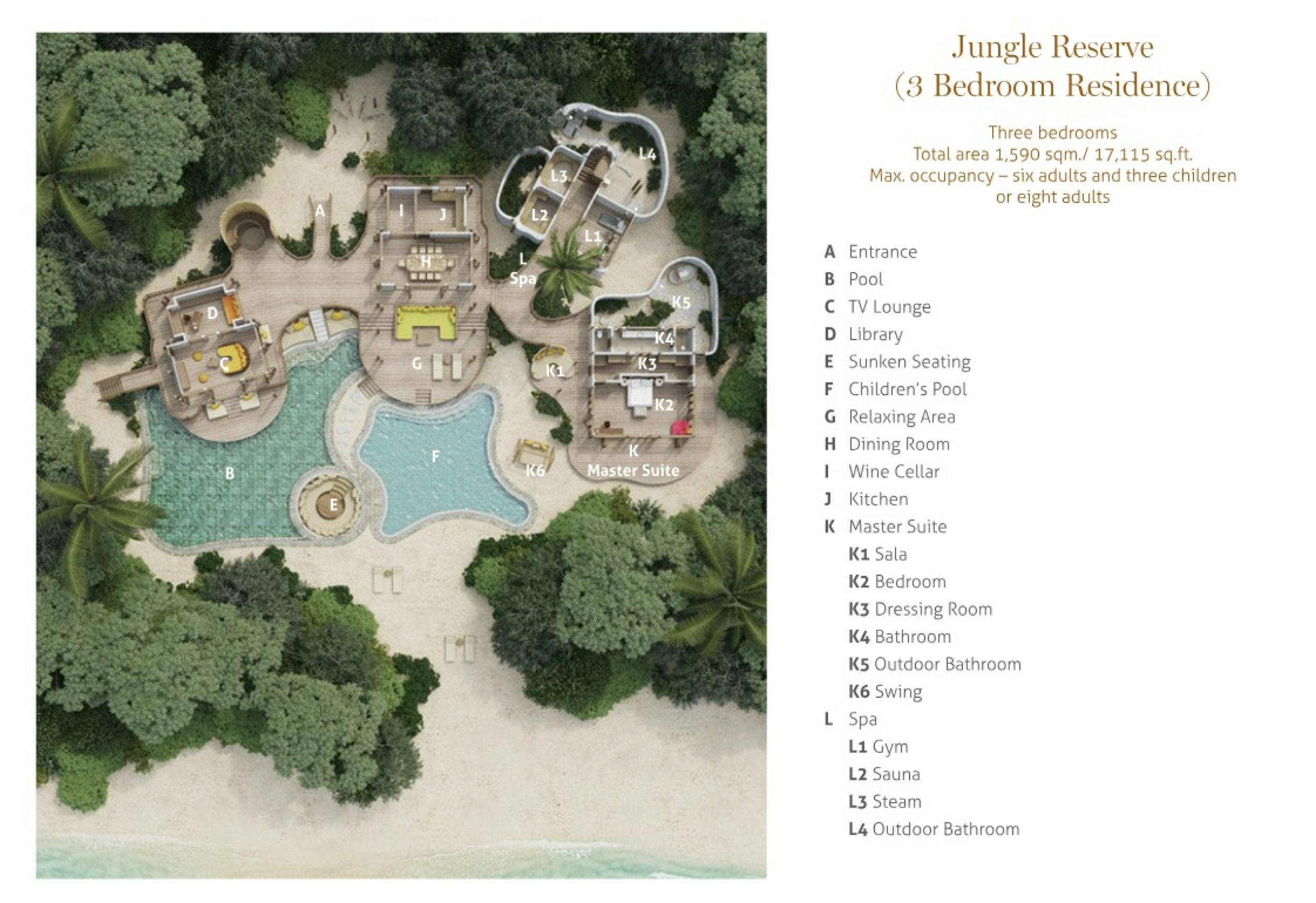 Soneva Fushi - 3 Bedroom Residence with Pool - Jungle Reserve