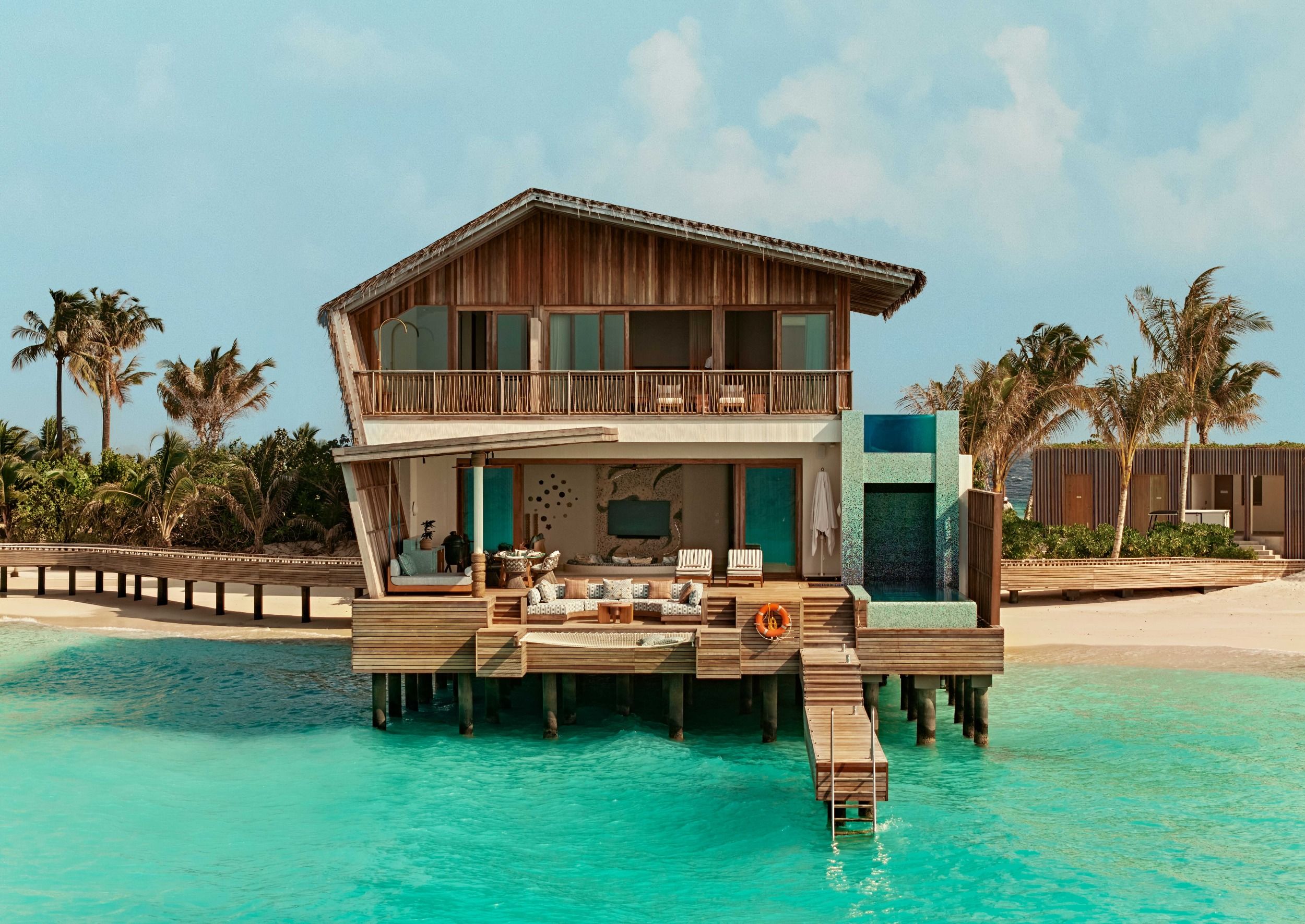 Lagoon-side view of four-bedroom residence