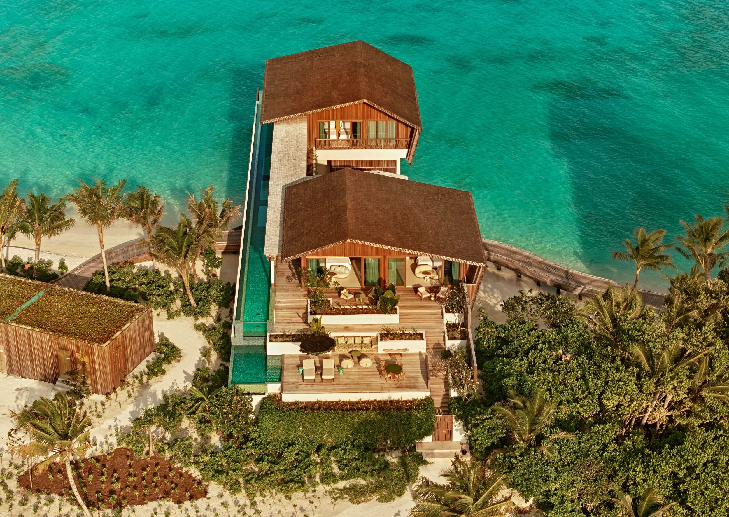 Aerial view of four-bedroom residence