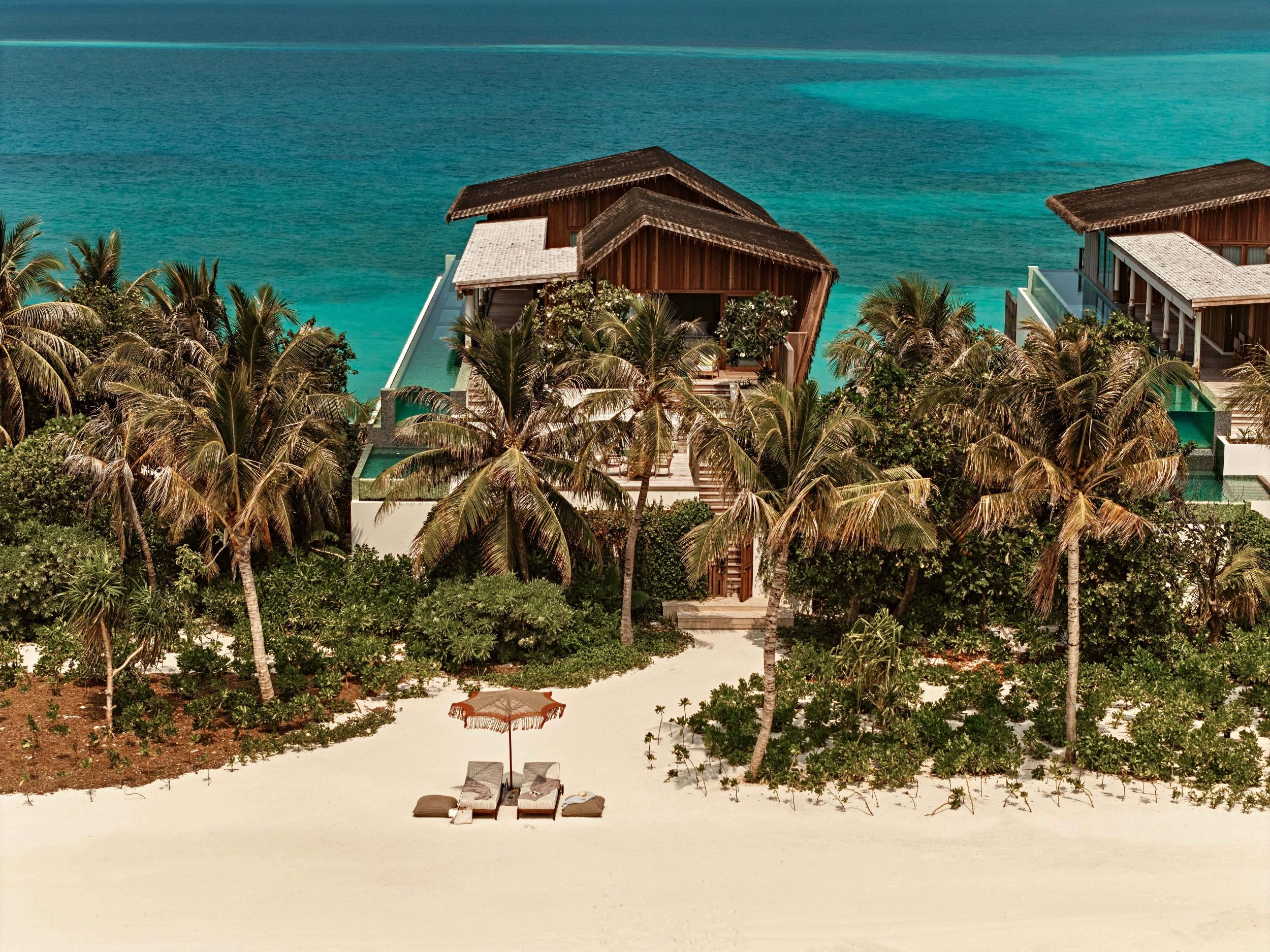 Aerial view of ocean-side three-bedroom residence