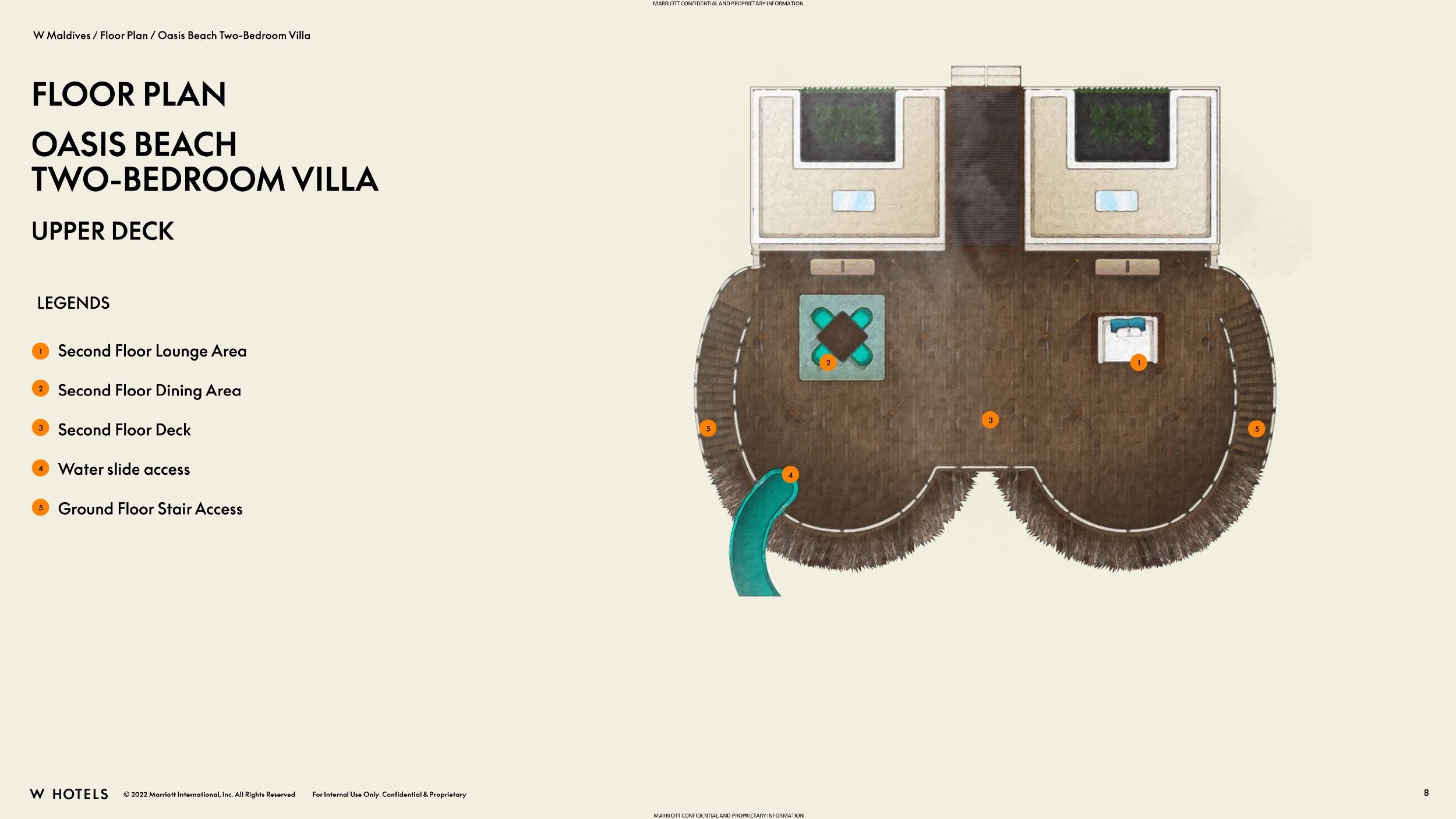 Oasis Beach Two Bedroom Villa - Floor Plan - upper floor - W Maldives