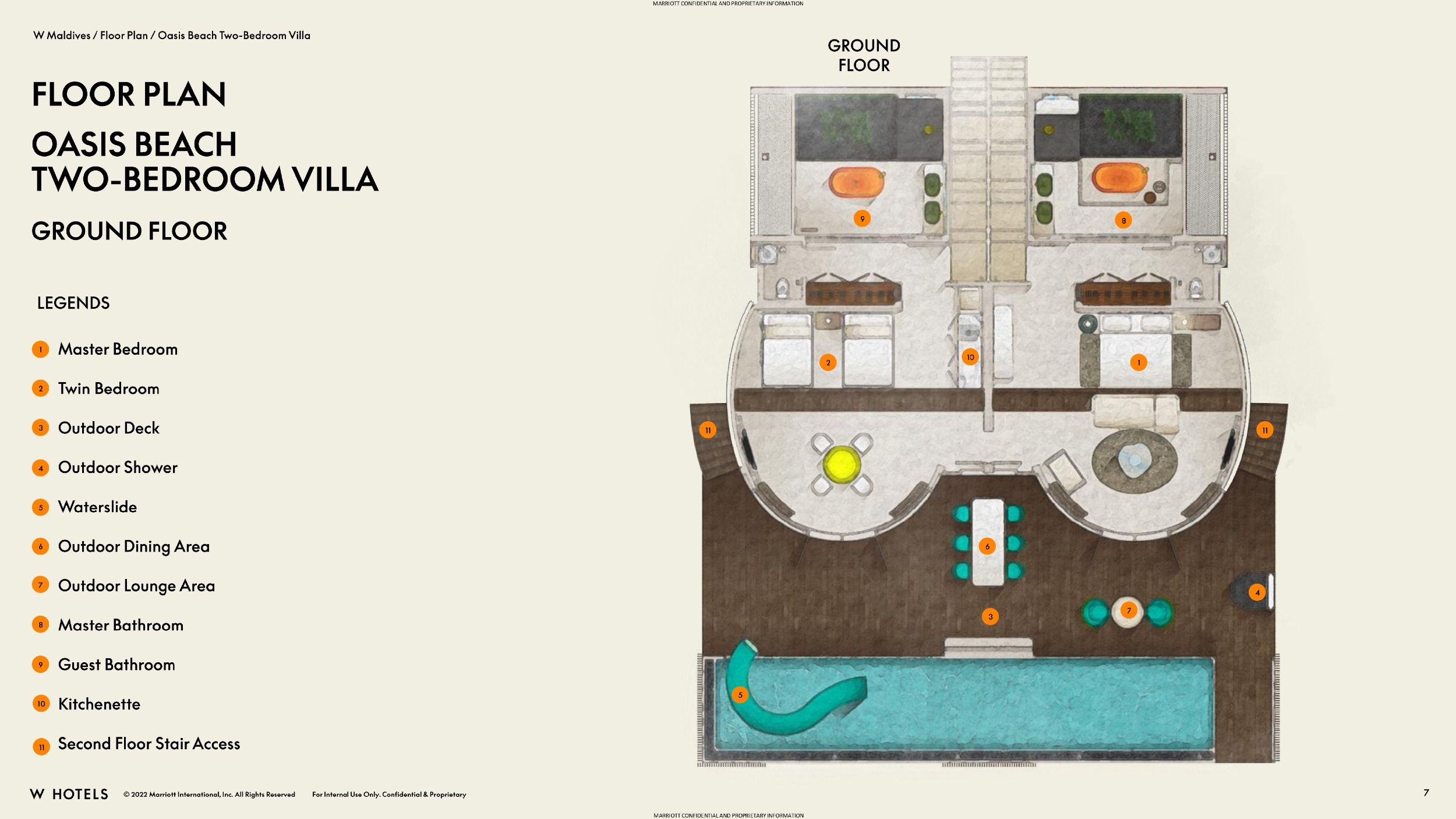 Oasis Beach Two Bedroom Villa - Floor Plan - ground floor - W Maldives