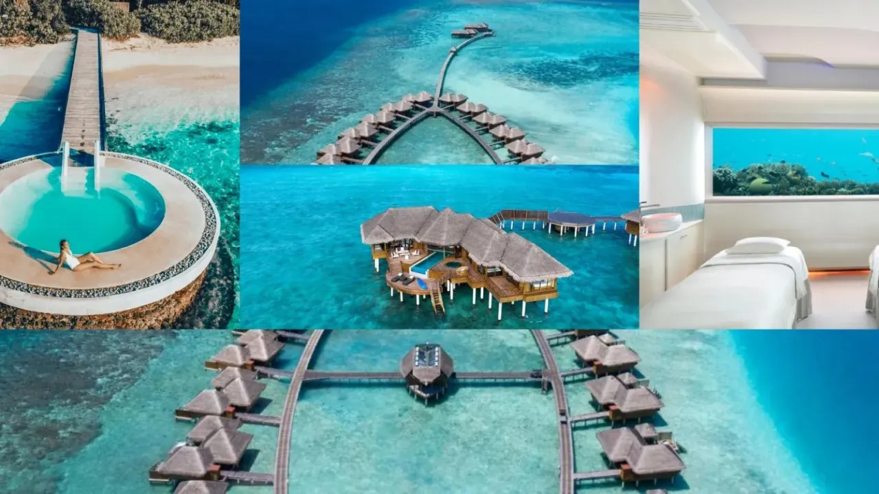 Huvafen Fushi Maldives honeymoon resort with overwater villas and underwater spa