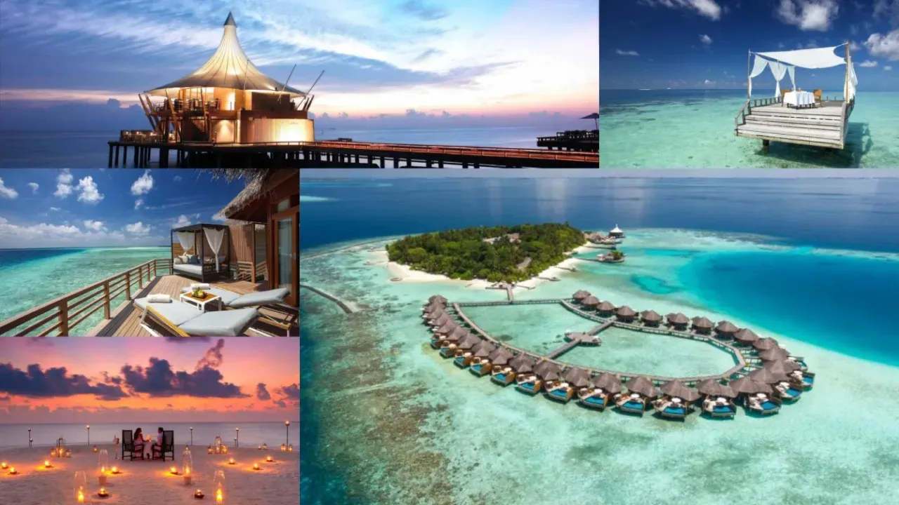 Baros Maldives honeymoon resort with overwater villas and romantic dining