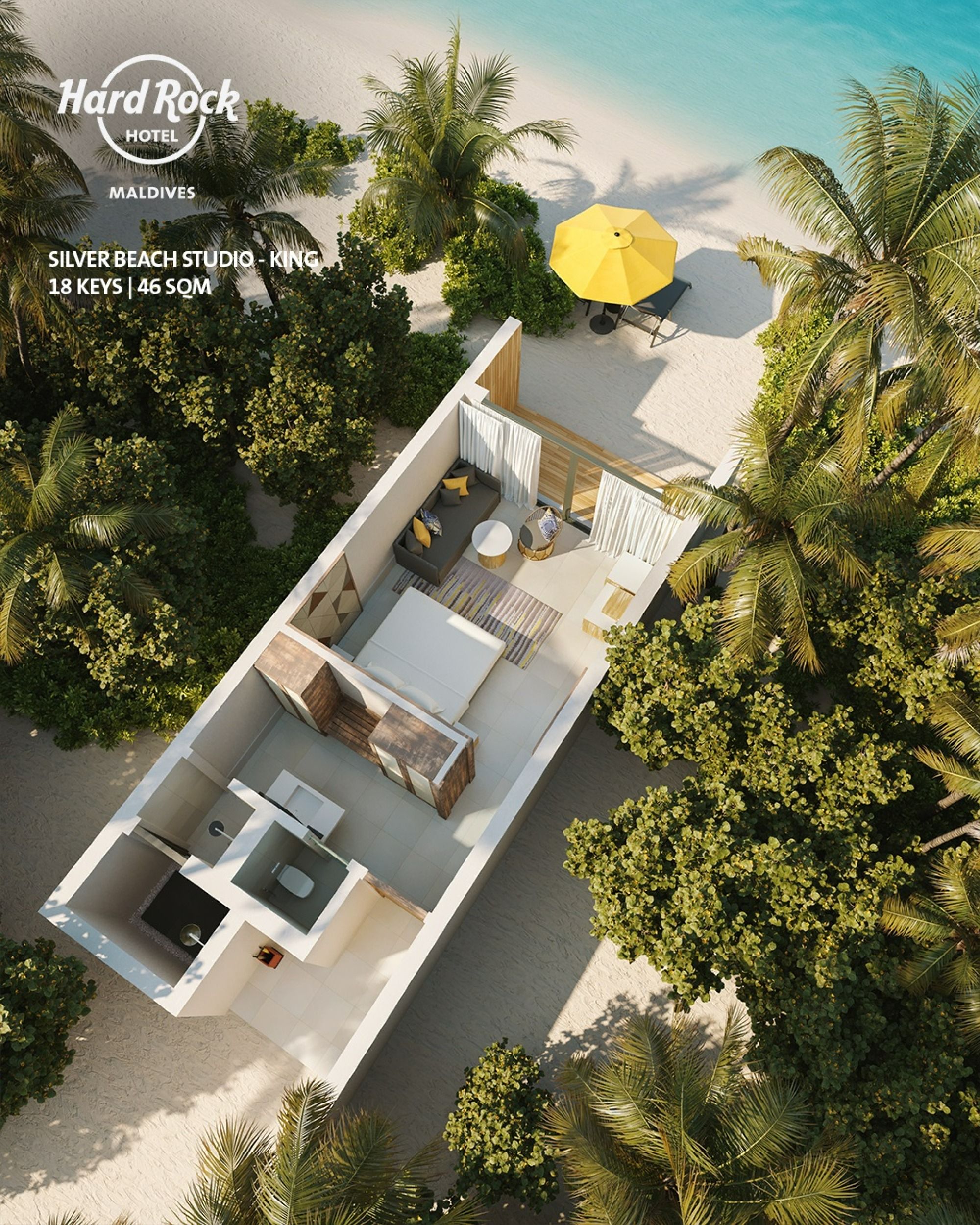 Hard Rock Hotel Maldives - Silver Beach Studio - Floor plan